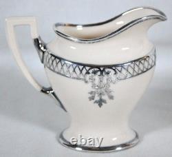Antique Belleek Lenox Silver Overlay Coffee Pot Set + 6 Demitasse Cups & Saucers