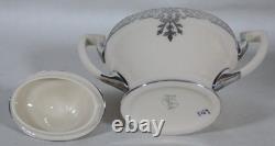 Antique Belleek Lenox Silver Overlay Coffee Pot Set + 6 Demitasse Cups & Saucers