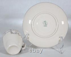 Antique Belleek Lenox Silver Overlay Coffee Pot Set + 6 Demitasse Cups & Saucers