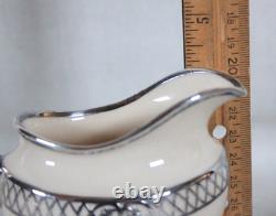 Antique Belleek Lenox Silver Overlay Coffee Pot Set + 6 Demitasse Cups & Saucers