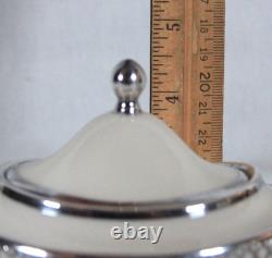 Antique Belleek Lenox Silver Overlay Coffee Pot Set + 6 Demitasse Cups & Saucers