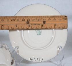 Antique Belleek Lenox Silver Overlay Coffee Pot Set + 6 Demitasse Cups & Saucers