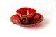 Antique Bohemian Moser Ruby Red Enamel Quatrefoil Demitasse Set 1900-1920