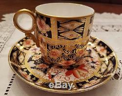 Antique Bone China 1908 Royal Crown Derby Demitasse Coffee Cup Saucer Imari 2451