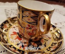 Antique Bone China 1908 Royal Crown Derby Demitasse Coffee Cup Saucer Imari 2451