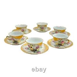 Antique Bone China Tea Espresso Demitasse Cups Saucers Set 24KT 12 Piece ITALY