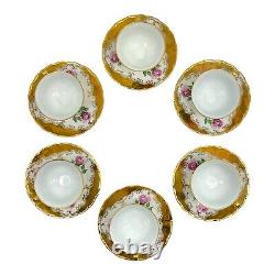 Antique Bone China Tea Espresso Demitasse Cups Saucers Set 24KT 12 Piece ITALY