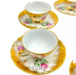 Antique Bone China Tea Espresso Demitasse Cups Saucers Set 24KT 12 Piece ITALY