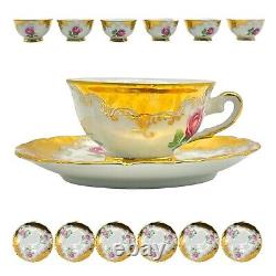 Antique Bone China Tea Espresso Demitasse Cups Saucers Set 24KT 12 Piece ITALY