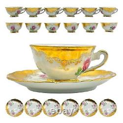 Antique Bone China Tea Espresso Demitasse Cups Saucers Set 24KT 12 Piece ITALY