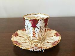 Antique Brown Westhead Moore Cauldon Cranberry & Gold Demitasse Cup&Saucer Set