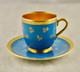 Antique C. 1890 Victorian Coalport Turquoise Gilt Floral Demitasse Cup & Saucer