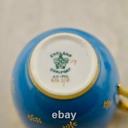 Antique C. 1890 Victorian Coalport Turquoise gilt floral demitasse cup & saucer