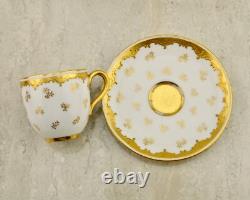 Antique C. 1890 Victorian Coalport gilt floral patterned demitasse cup & saucer