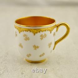 Antique C. 1890 Victorian Coalport gilt floral patterned demitasse cup & saucer