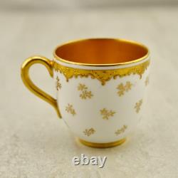 Antique C. 1890 Victorian Coalport gilt floral patterned demitasse cup & saucer