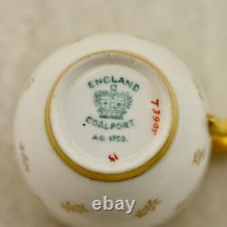 Antique C. 1890 Victorian Coalport gilt floral patterned demitasse cup & saucer