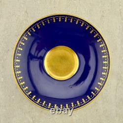 Antique C1890 Victorian Coalport cobalt blue gilt pattern demitasse cup & saucer