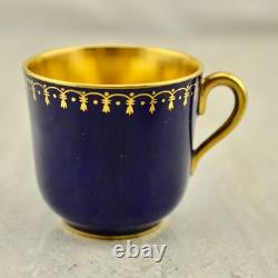 Antique C1890 Victorian Coalport cobalt blue gilt pattern demitasse cup & saucer