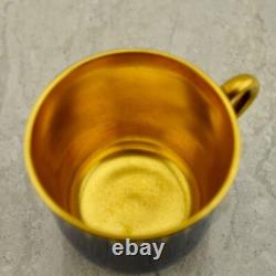 Antique C1890 Victorian Coalport cobalt blue gilt pattern demitasse cup & saucer