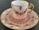 Antique Ca Limoges Pink Raised Gold Rose Swags Demitasse Cup And Saucer