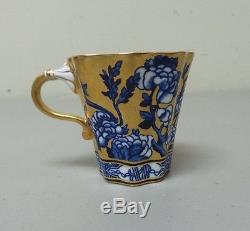 Antique COALPORT England Demitasse Cup & Saucer, Gilt Decoration, c. 1900