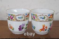 Antique Carl Thieme Dresden Porcelain Scalloped Demitasse Cups & Saucers