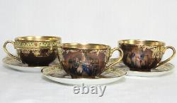 Antique Carlsbad Fine Porcelain Demitasse Teacups & Saucers