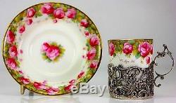 Antique Cauldon China Demi Tasse Cup And Saucer Chester Silver Art Nouveau 1903