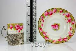 Antique Cauldon China Demi Tasse Cup And Saucer Chester Silver Art Nouveau 1903