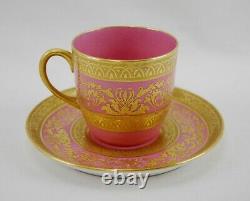 Antique Cauldon Ltd. Demitasse Gilt Pink CUP & SAUCER (1904-1920)