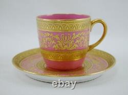 Antique Cauldon Ltd. Demitasse Gilt Pink CUP & SAUCER (1904-1920)