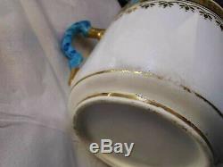 Antique Cauldon Tiffany & Co. Cup & Saucer Demitasse Turquoise florsl