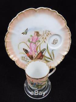 Antique Charles Field Haviland Limoges Snack Plate Saucer with Demitasse Cup