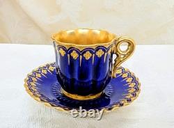 Antique Coalport 1875 81 Cobalt Heavy 24k Gold Demitasse Cup Saucer Late 1800s
