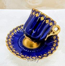 Antique Coalport 1875 81 Cobalt Heavy 24k Gold Demitasse Cup Saucer Late 1800s