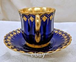 Antique Coalport 1875 81 Cobalt Heavy 24k Gold Demitasse Cup Saucer Late 1800s