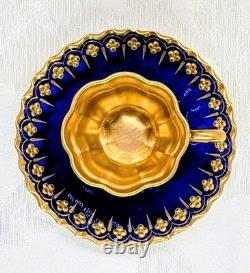 Antique Coalport 1875 81 Cobalt Heavy 24k Gold Demitasse Cup Saucer Late 1800s