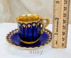 Antique Coalport 1875 81 Cobalt Heavy 24k Gold Demitasse Cup Saucer Late 1800s