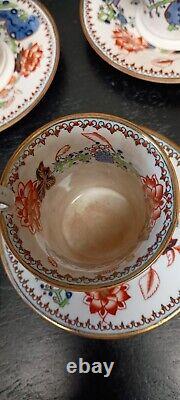 Antique Coalport 5 Demitasse Cups & 6 Saucers Kakiemon Tiger Dragon Pattern RARE