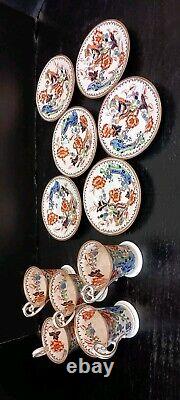 Antique Coalport 5 Demitasse Cups & 6 Saucers Kakiemon Tiger Dragon Pattern RARE