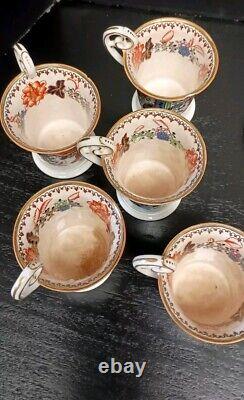 Antique Coalport 5 Demitasse Cups & 6 Saucers Kakiemon Tiger Dragon Pattern RARE