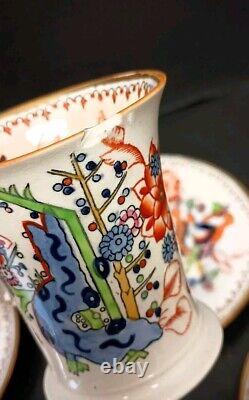 Antique Coalport 5 Demitasse Cups & 6 Saucers Kakiemon Tiger Dragon Pattern RARE