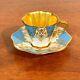 Antique Coalport China Gold And Turquoise Demitasse Cup And Saucer