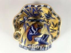 Antique Coalport Cobalt Blue Gilt Birds Bamboo Demitasse Cup & Saucer