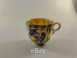 Antique Coalport Cobalt Blue Gilt Birds Bamboo Demitasse Cup & Saucer