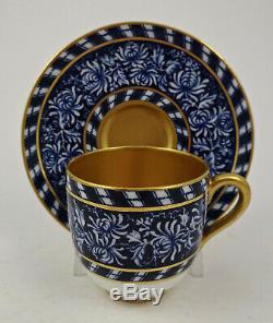 Antique Coalport Demitasse Cup & Saucer, Flow Blue