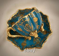 Antique Coalport Demitasse Cup & Saucer, Footed