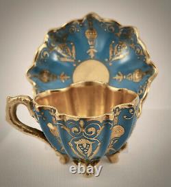 Antique Coalport Demitasse Cup & Saucer, Footed