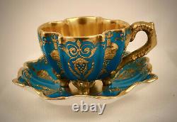 Antique Coalport Demitasse Cup & Saucer, Footed